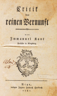 Title page of the Critik der reinen Vernunft